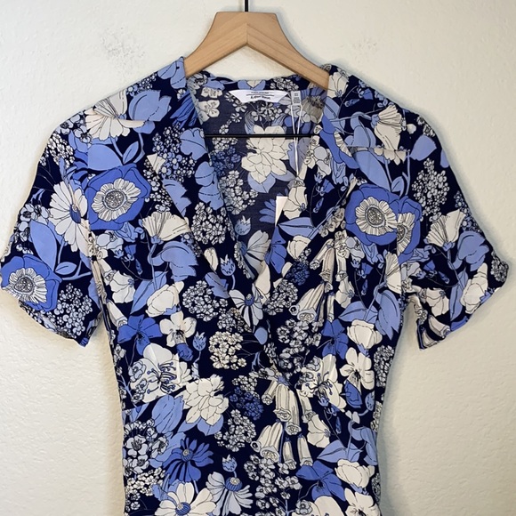 & Other Stories Floral Printed Tie Waist Collared Mini Dress Size 6 - Picture 10 of 11